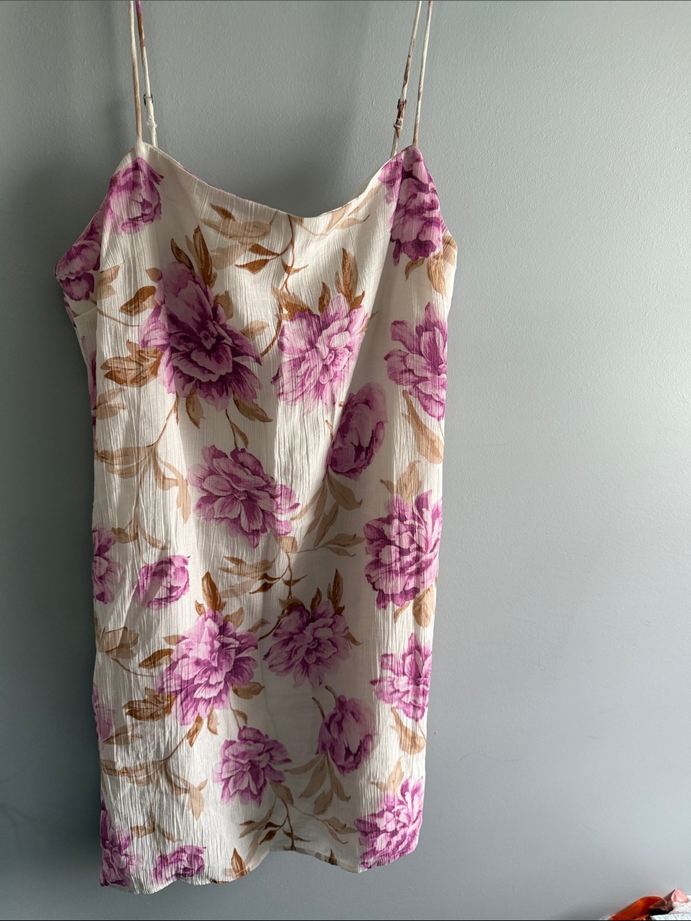 Abercrombie & Fitch Cream Slip Dress with Pink Floral Print